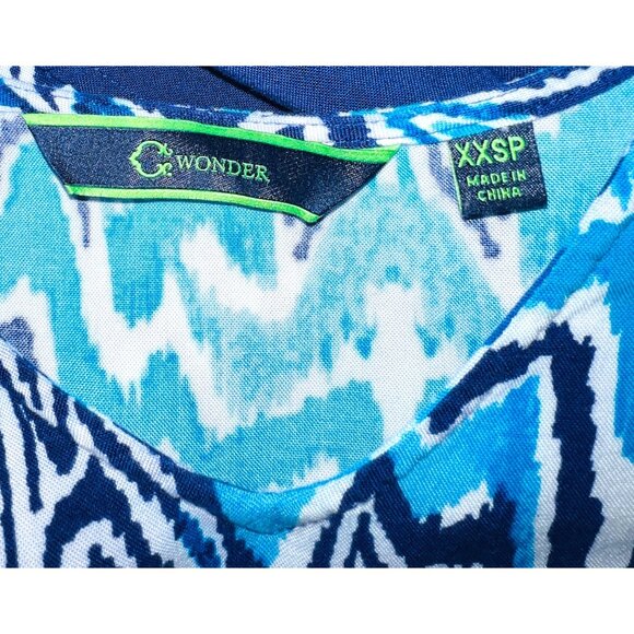 C. Wonder Womens Blue & White Abstract Print Maxi Dress XXSP - Picture 3 of 4